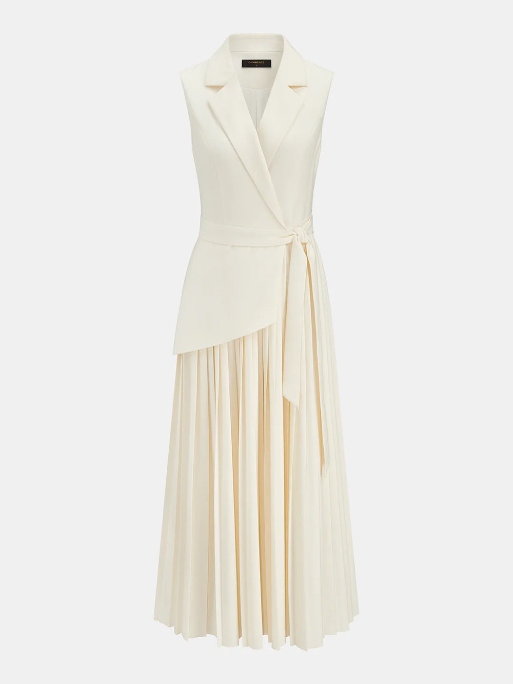 196 Sleeveless Belted Pleated Blazer Dress - Picture 3 of 5